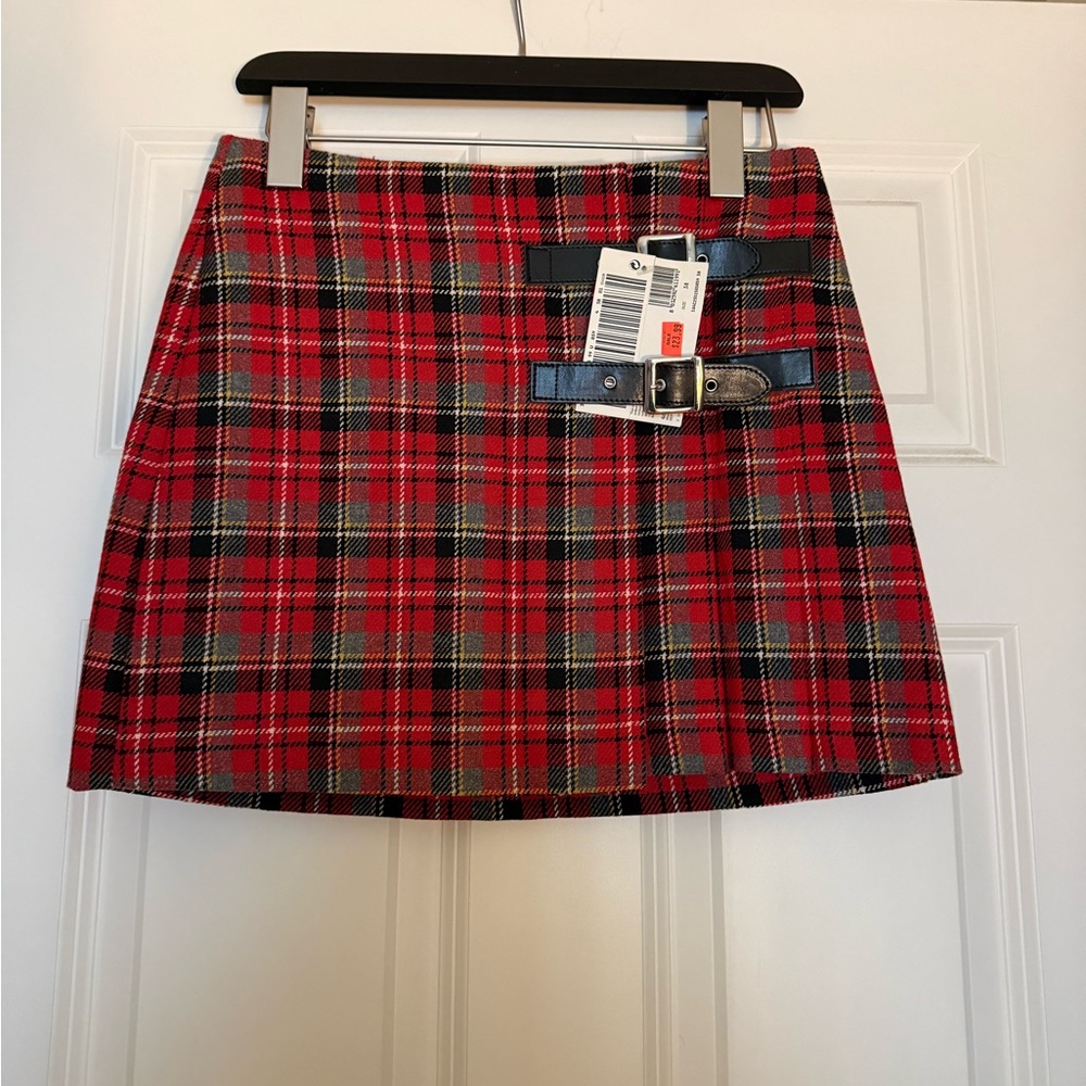 United Colors Of Benetton Red Plaid Skater Skirt